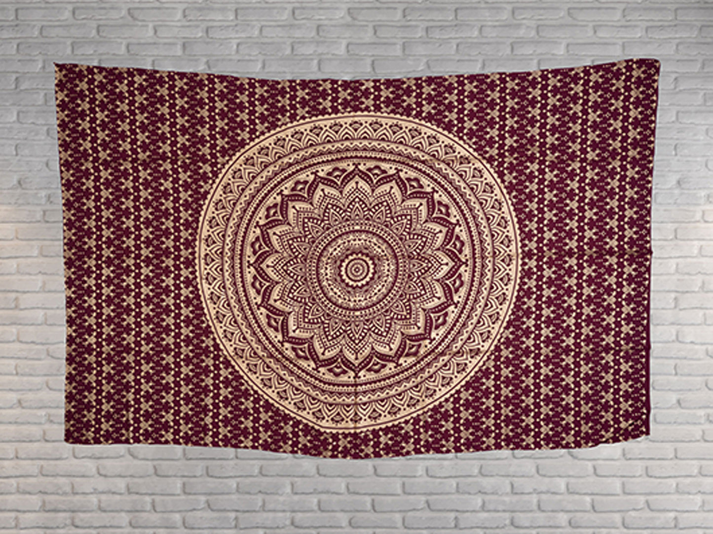 
                  
                    This red base and gold print Mandala tapestry is believed to ignite a fire in you to – succeed, empower and inspire. You can use this stunning piece of wall decor tapestry in a number of ways – as a wall hanging, bed sheet, yoga mat, meditation mat, college dorm room divider, window/door curtain, dorm wall decorator, sofa cover, wall art, beach throw, tablecloth or a picnic blanket. It instantly gives your living space a hippy, psychedelic and Bohemian vibe.
                  
                