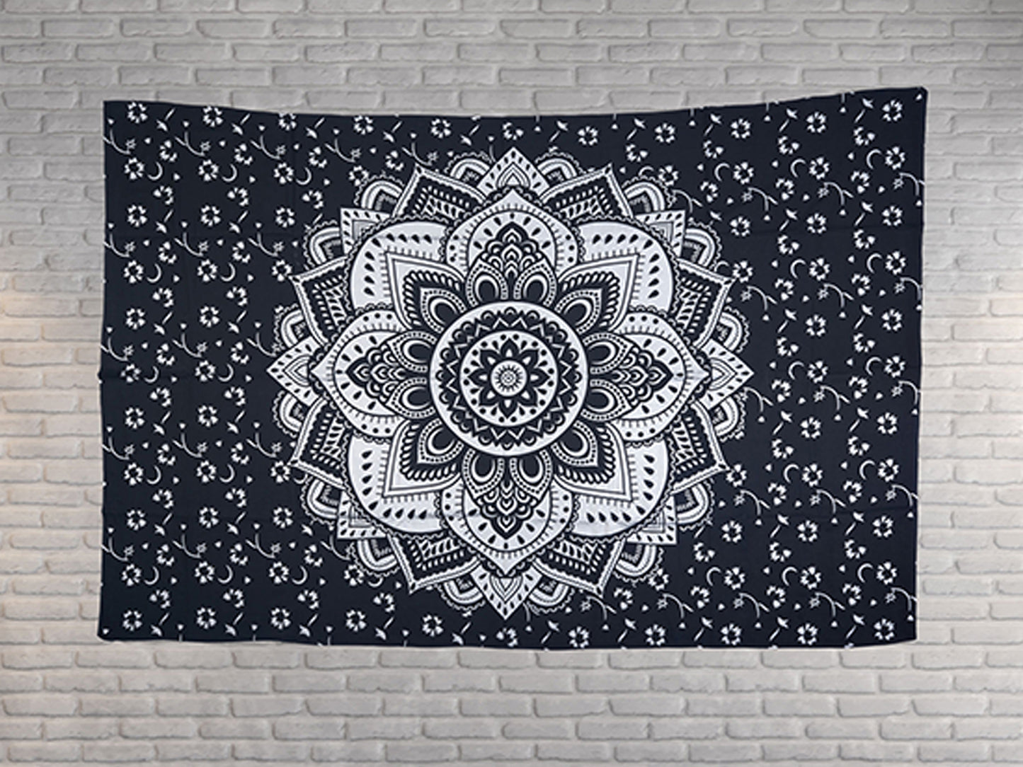 
                  
                    This twin sized wall tapestry is a traditional floral design that is believed to bring balance, positivity and spiritual growth in one’s life. You can use this handicraft tapestry in a number of ways – as a wall hanging, bed sheet, blanket, yoga mat, meditation mat, dorm wall decorator, sofa cover, beach throw, tablecloth or a picnic blanket. It instantly gives your living space a hippie, psychedelic and Bohemian vibe.
                  
                