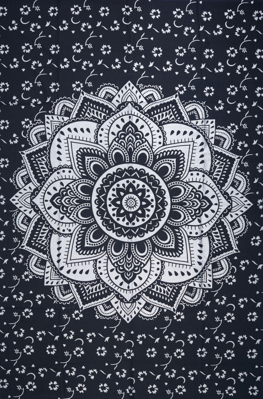 
                  
                    This twin sized wall tapestry is a  traditional floral design that is believed to bring balance, positivity and spiritual growth in one’s life.   You can use this handicraft tapestry in a number of ways – as a wall hanging, bed sheet, blanket, yoga mat, meditation mat, dorm wall decorator, sofa cover, beach throw, tablecloth or a picnic blanket. It instantly gives your living space a hippie, psychedelic and Bohemian vibe.
                  
                