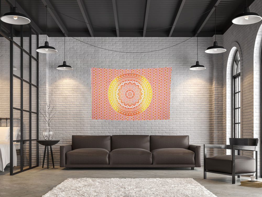 Use this design to bring harmony into your life. It is specifically beneficial to those who are on a spiritual journey and practice yoga and meditation on a regular basis. The tapestry can be used as a wall hanging, a bed sheet, picnic blanket, meditation/yoga mat, wall art, curtain or any other form of home décor. Give your wall/room a complete make-over with this tapestry while simultaneously enjoying its healing and energizing benefits.