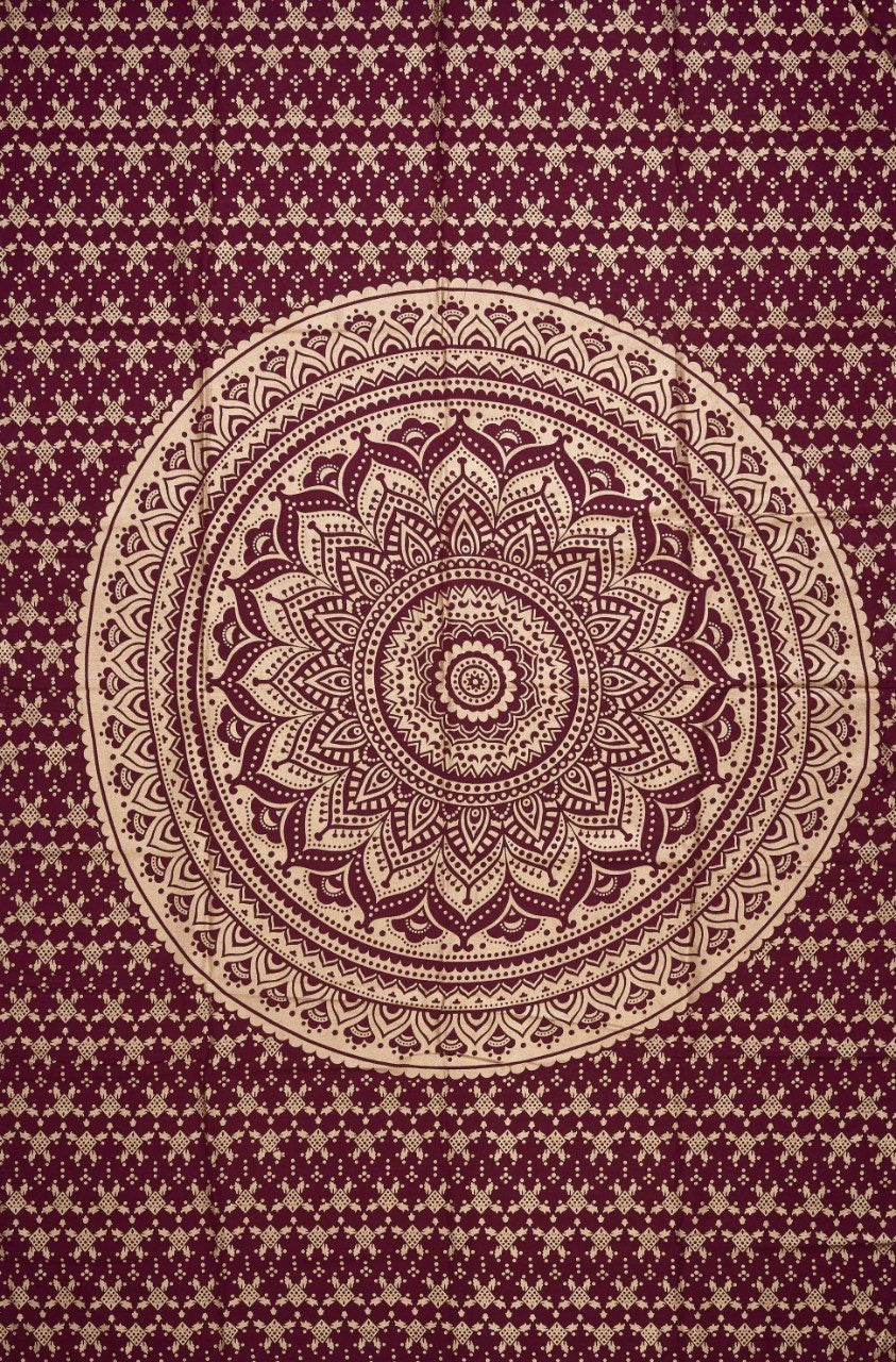 
                  
                    This red base and gold print Mandala tapestry is believed to ignite a fire in you to – succeed, empower and inspire.  You can use this stunning piece of wall decor tapestry in a number of ways – as a wall hanging, bed sheet, yoga mat, meditation mat, college dorm room divider, window/door curtain, dorm wall decorator, sofa cover, wall art, beach throw, tablecloth or a picnic blanket. It instantly gives your living space a hippy, psychedelic and Bohemian vibe.
                  
                