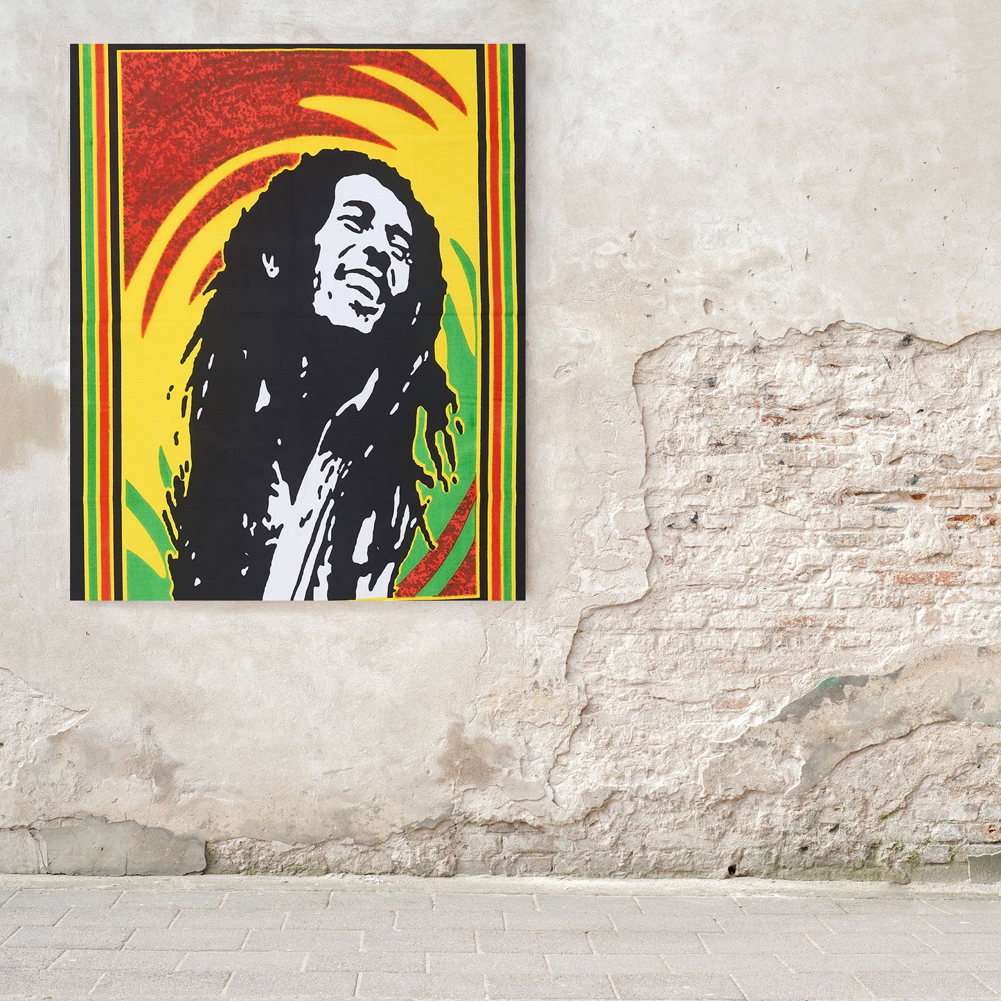 
                  
                    The Laughing Bob Marley Tapestry will instantly transform your room into a cool, boho, trippy living space, inspiring you to find your freedom and in the process, find yourself. It is also a great gift idea. The vibrant colors of this Jaipuri tapestry along with the classy hand-printed design will revamp a boring wall into a psychedelic, gypsy-styled piece of art.  The size of this tapestry is 40 X 30 inches, perfect to use it as a poster, wall hanging, table cloth, sofa cover, sarong or a beach throw.
                  
                